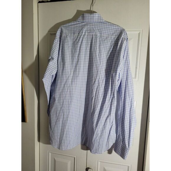 Miller's Oath Shirt Men's 17 Large Button Dress Shirt Checkered White Blue Nwot - Picture 6 of 8